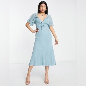 ASOS DESIGN bias cut midi tea dress in jacquard spot chiffon